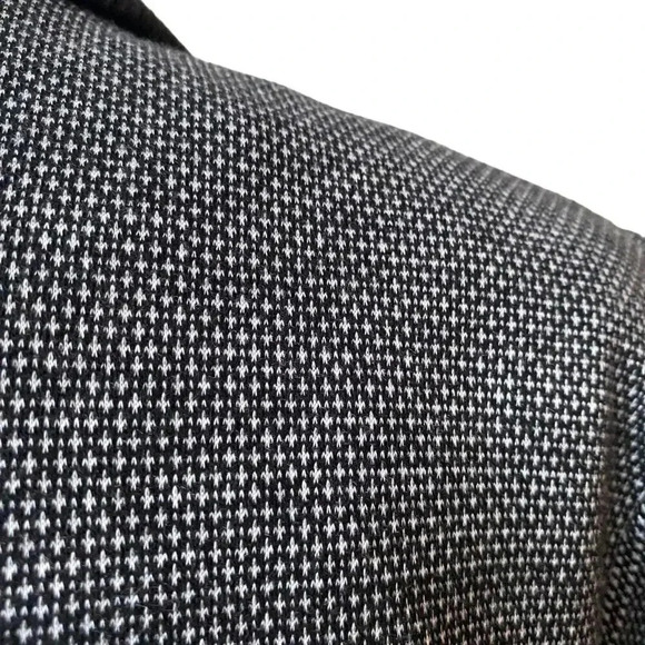 Ecru Dotted Knit Boyfriend Blazer Size 12 Black White Rib Collar Jacket - Picture 12 of 16